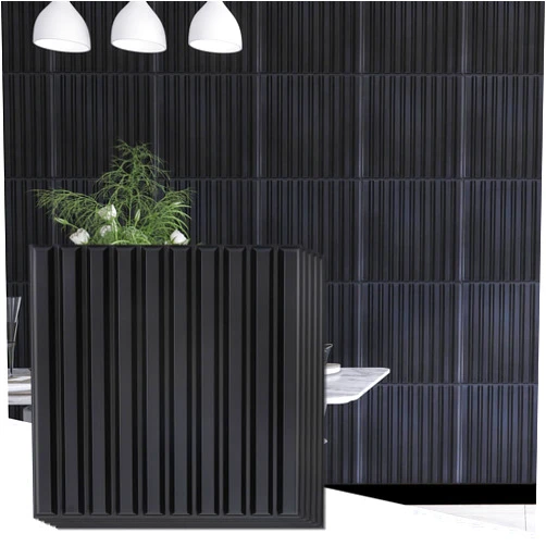 KASARO 3D Black Slat Wall Panels for Interior Wall Decor, 12 Pack 19.7x19.7 inch PVC Fluted Textured Paneling Glue up Covering Decorative Tiles for Living Room Bedroom