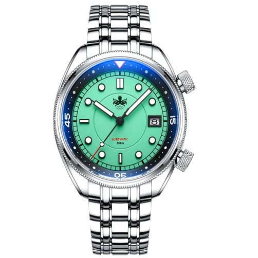 PHOIBOS Eagle RAY 200M Men's Automatic Diver Watch with Inner Bezel and Dual Crown Pastel Color PY048
