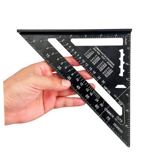 LYHLYA 7 inch Rafter Square Aluminum Alloy Double Scale Triangle Ruler Angle Ruler Carpenter Triangle Square Rafter Tool Mensurement Tool for Woodworking and Carpentry