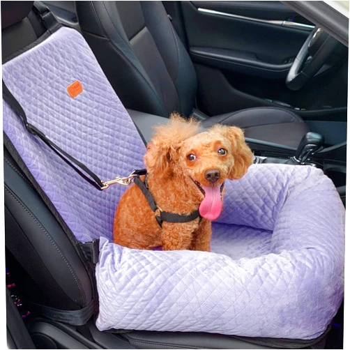 WANZQHONG Dog Car Seat, Dog Booster Seat Specially Designed for The Safety of Dogs, Removable Pet Car Seat Velvet Dog Beds for Small Dogs, Puppy Car Seat Fit for Small Dogs Cats or Other Pets (Purple)