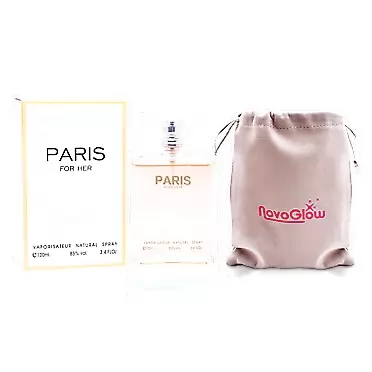 NovoGlow Paris For Her Eau de Parfum Spray Perfume, Fragrance For Women-Daywear, Casual Daily Cologne Set with Deluxe Suede Pouch- 3.4 Oz Bottle- Ideal EDT Beauty Gift for Birthday, Anniversary