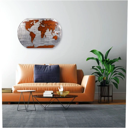 ZIKOUL Metal World Map Wall Art Decor Modern Wall Art Metal Map Painting Wood Iron Large Hanging Wall Decor for Living Room, Bedroom, Office, Dorm