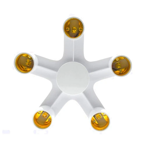 PUDOCK E27 Socket Splitter Light Bulb Adapter Holder Converter for 3/4/5 Heads Lamp Base for Store Home White 5 Heads