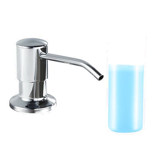 DOILIESE Built in Soap Dispenser for Kitchen Sink, Chrome Stainless Steel Countertop Pump Head (Plastic Inside), Dish Soap Hand Lotion Dispenser with Refillable 17OZ Bottle