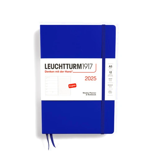 LEUCHTTURM1917 - Weekly Planner & Notebook 2025, Hardcover, Medium (A5), Ink (Jan 1 - Dec 31, 2025)