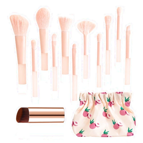GOERTI 11 Pcs Mini Travel Makeup Brush Set With Case, Professional Premium Synthetic Kabuki Powder Foundation Blush Fan Highlight Eye Blending Shadows Concealer and Lips Brush Kit for Travel