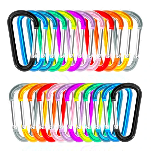Zalava 24PC Aluminum Carabiner Clip D Ring, 24PC Keychain Clips Spring Snap Hook,Small Carabiners Set for Outdoor Camping Fishing Hiking Car Keychain