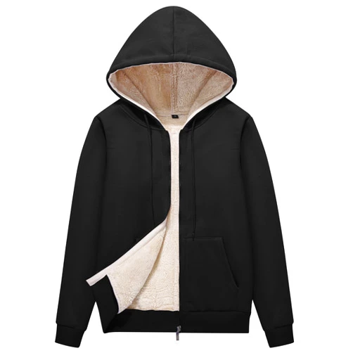 Flygo Women Winter Hoodies Zip Up Fleece Sherpa Lined Warm Sweatshirts Jacket