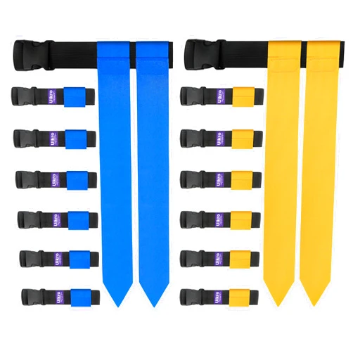 Uikro Flag Football Belts, 14 Player Adjustable Flag Football Set for Sports Training Competition (Blue & Yellow)