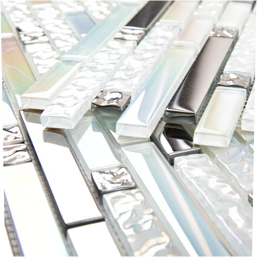 Adedeo Glass Mosaic Tile Iridescent White 12 x 12 Inch for Kitchen Backsplash Bathroom Wall (5-Pack, 5 sq.ft.)