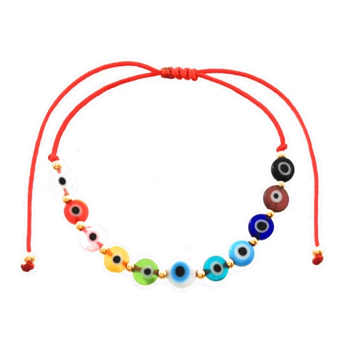 TUTTI JOYERÍA ARTESANAL Evil Eye Bracelet - Protection Bracelet - Tutti Jewelry (Eleven Evil Eyes, Red)