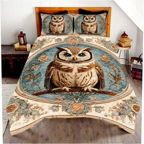 MICATI Customized Owl Quilts Queen Size Soft Lightweight Bedding for Bed Couch Bedroom Decor for Teens Adults (Owl Quilt 4)