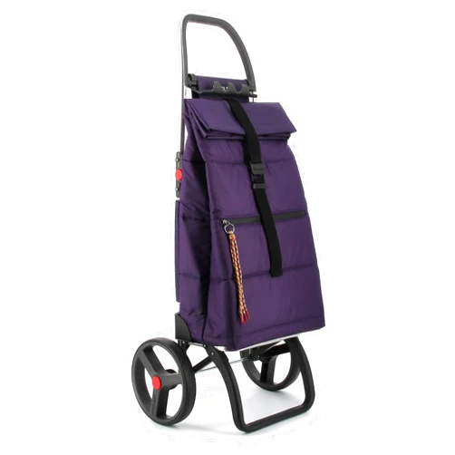 ROLSER Foldable Puff Grocery Shopping Cart with Wheels | Collapsible Personal Folding Cart for Groceries | Durable & Portable | Purple