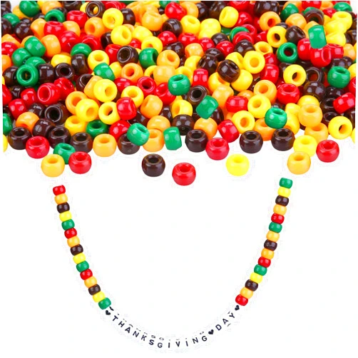 Efivs arts 1000PCS Thanksgiving Fall Pony Beads for Jewelry Making Autumn Craft Beads for Bracelets Necklace Earrings Hair Beads DIY Crafts Party Decoration Supplies