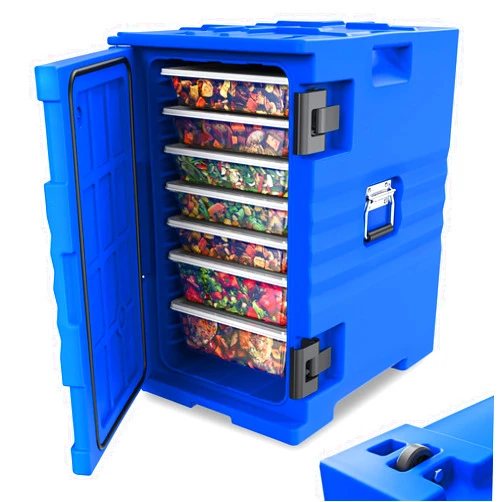 ROVSUN 82QT/109 QT Insulated Food Pan Carrier, Hot Box Food Warmer w/Wheels Double Buckles and Handles, Stackable Hot Boxes for Catering Restaurant Canteen Family Party