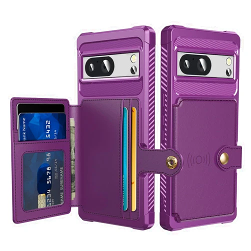 FHZXHY Compatible with Google Pixel 8 Wallet Case Card Holder Slot Anti Fall Protective Shell Can Car Magnetic Function Women Men Phone Case Cover for Google 8-Purple