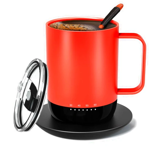 Vsitoo S3 Pro Smart Mug, Temperature Control Smart Mug,Heated Coffee Mug, Improved Design,Smart LED Light/APP Control/Auto Sleep/3-Level Temperature Setting(Red)