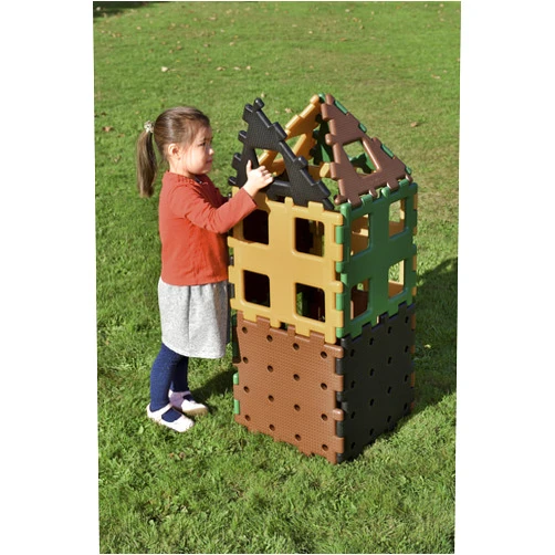Polydron Kids XL Natural Construction Set 1 in Multicolored - Starter Educational Toy Interlocking Building Kit - 2+ Years - 12 Pieces