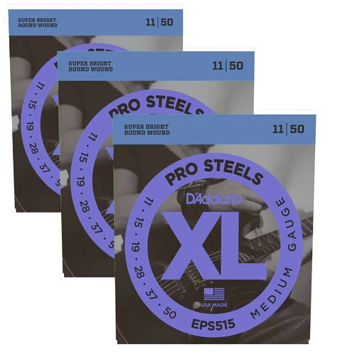 D'Addario Electric Guitar Strings | Pro-Steels | EPS515 | Medium | 3 Pack