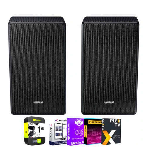 SAMSUNG SWA-9500S - Wireless Rear Speaker Kit w/Dolby Atmos/DTS:X Bundle with Tech Smart USA Audio Entertainment Essentials Bundle + 1 YR CPS Enhanced Protection Pack