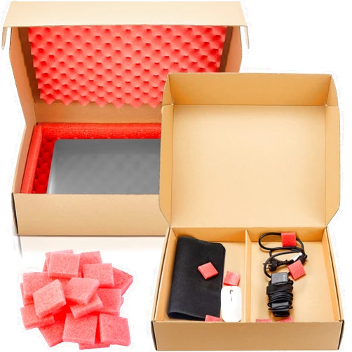 Yeaqee 16.7 x 13 x 4 Inches Laptop Shipping Box Secure Mailer Empty Moving Kraft Delivery Shipping Container with Charger Box, 20 Foam Sheets, Foam Frame, 2 Foam Padding for Packing