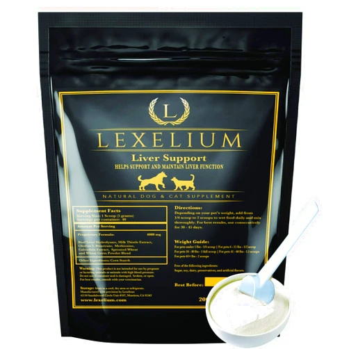 Lexelium Liver Support Supplement for Dogs and Cats - Great for Detoxing and Helps Kidney, Liver & Skin Function - Cat Liver Support - Milk Thistle + Lysine + Choline Bitartrate + Methionine – 200g