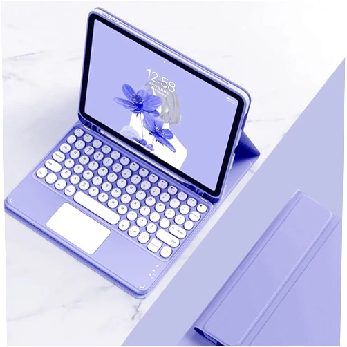 SENLAN iPad 9 iPad 8 iPad 7/Air3 Pro10.5 Keyboard Case Touchpad Magnetic Detachable Bluetooth Keyboard Slim Smart case Round Key for iPad 9th 8th 7th Gen 10.2'' /10.5'' (iPad 10.2''/10.5'', Purple)