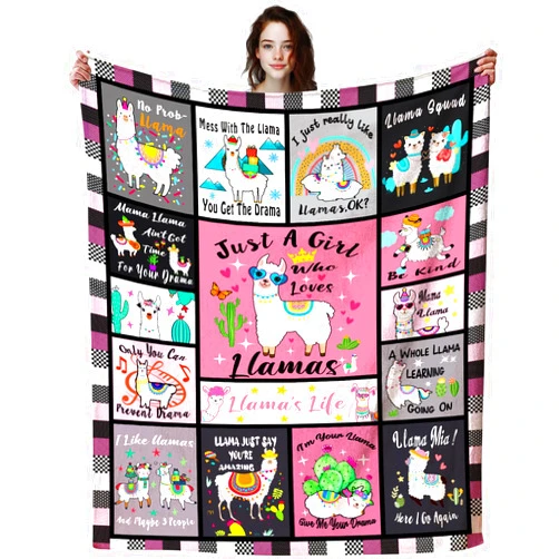 Eyedig Llama Blanket Llamas Gifts for Women Girls,Cute Alpaca Throws and Blankets Flannel Llamas Sofa Couch Bedroom Living Room Decor Gifts for Llama Lovers 50