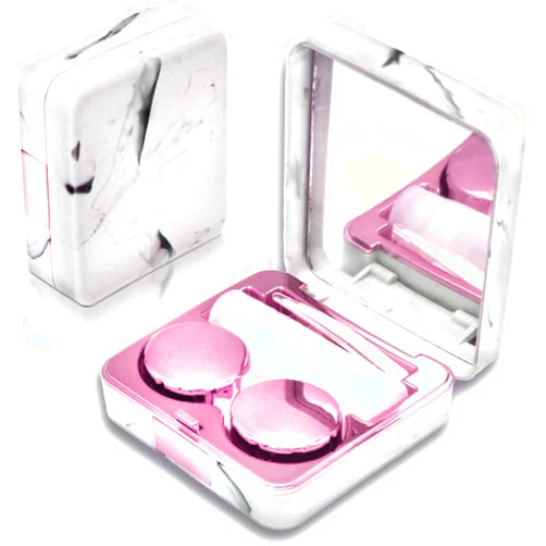 Vastsoon Contact Lens Case, Portable Cute Eye Contacts Colored Lenses Applicator Remover Tool Kit with Mirror Solution Bottle for Travel Daily Outdoor (Square, Rose)
