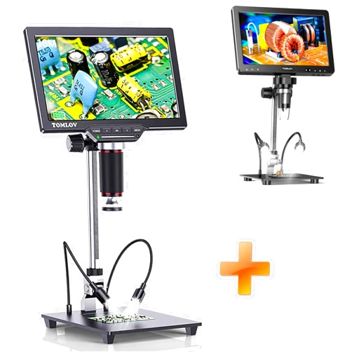 TOMLOV DM9 Max+ TOMLOV DM201 Pro HDMI Digital Microscope 1200X,10 Inch Stand Included, 7
