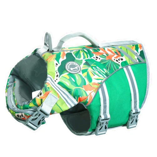 VIVAGLORY Sports Style Dog Life Jacket with Extra Flotation, Adjustable & Durable Swim Life Vest with Secure Fastening System for Large Dogs, Floral