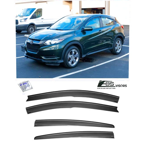 Extreme Online Store Replacement for 2016-2022 Honda HR-V | EOS Visors JDM Mugen Style Smoke Tinted Side Vents Rain Guard Window Deflectors DWV-V77