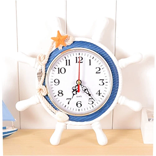SANGDA Wall Clock,Nautical Clocks Beach Wheel Wall Clock Decoration Maritime Decorative Time Clock Sailboat Steering Wheel Helm Decoration Nautical Boat Ship Wheel Wall Decor(Color Random)