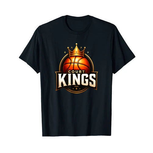 HOOPS by nowa. BASKETBALL COURT ROYALTY Basketball Court Kings - Badge Ball and Royal Crown T-Shirt