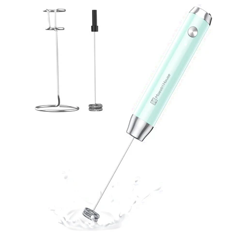 Maestri House Rechargeable Milk Frother with Stand, Handheld Electric Foam Maker Waterproof Detachable Stainless Steel Whisk Drink Mixer Foamer for Lattes, Cappuccino