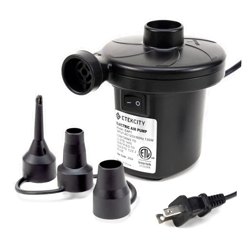 Etekcity Air Pump for Inflatables, Portable Electric Air Mattress Pump, Quick-Fill Perfect Inflator/Deflator Pump for Couch, Pool Floats, Blow up Pool Raft Bed Boat Toy with Nozzles, 110-120V, Black