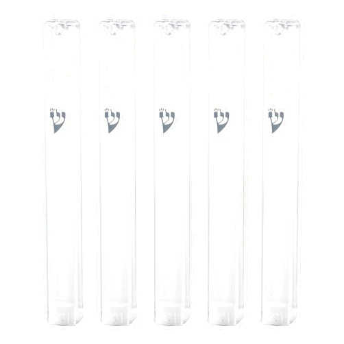 SUPER STAM MEZUZAH CASE Holder Plastic Silver shin Rectangle Shape 5.3/4 INCH -14.5x2x2 c''m Waterproof Rubber Cork lot of 5 (Clear, 12 (for 12 cm Scroll)