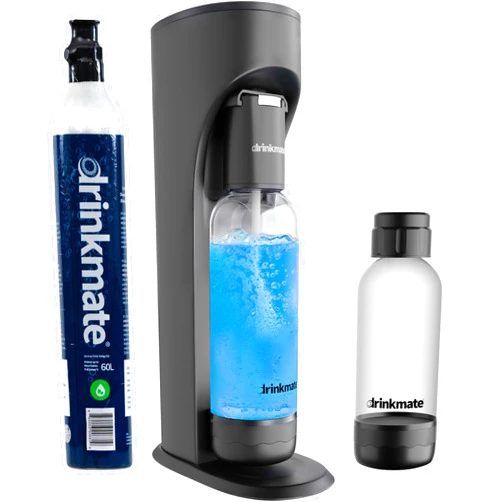 Drinkmate OmniFizz Sparkling Water and Soda Maker, Carbonates Any Drink, Special Bundle - Includes 60L CO2 Cylinder, Two Carbonation Bottles, and Fizz Infuser (Matte Black)