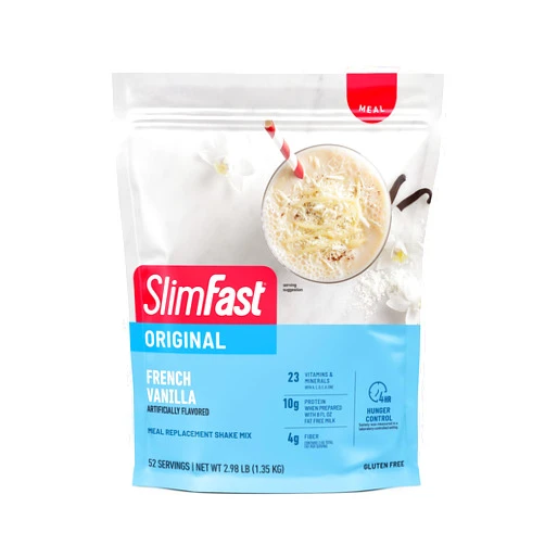 SlimFast Meal Replacement Powder, Original French Vanilla, Shake Mix, 10g of Protein, 52 Servings