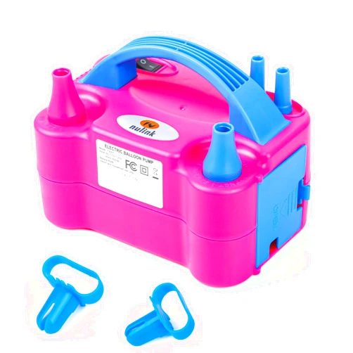 NuLink Electric Portable Dual Nozzle Balloon Blower Pump Inflation for Decoration, Party, Sport [110V~120V, 600W, Rose Red]