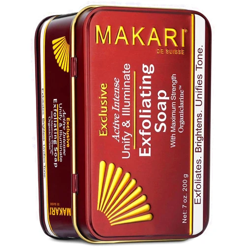 Makari Exclusive Active Intense Exfoliating Soap (7oz) | Unify & Illuminate | Advanced Brightening Bar for Dark Spots and Blemishes | Exfoliates Dead Skin Cells and Helps Reveal Natural Skin Radiance