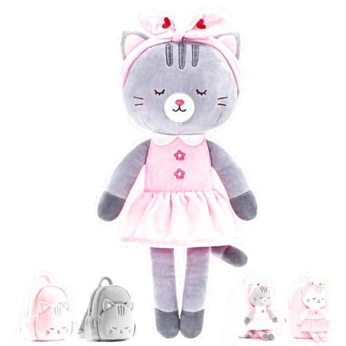 Lazada Stuffed Cat Dolls Animal Kitty Plush Toy Baby Girl Gifts Gray with Hair Band 16