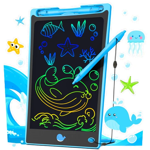 Hockvill LCD Writing Tablet for Kids 8.8 Inch, Toys for Girls Boys Drawing Pad for 3 4 5 6 7 8 Year Old Kid, Toddler Magnetic Doodle Board Travel Essentials Christmas Birthday Gift for Children (Blue)
