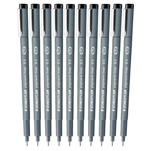 STAEDTLER Staedtler 0.5 Mm Pigment Liner Fineliner Sketching Drawing Drafting Pens Pack Of 10
