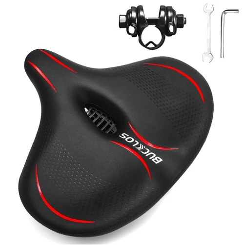 BUCKLOS Wide Bike Seat for Men Women Ebike Seats Comfort Extra Large Comfortable Bicycle Seats Saddle for Ebike/Crusier/Exercise/Peloton Bike
