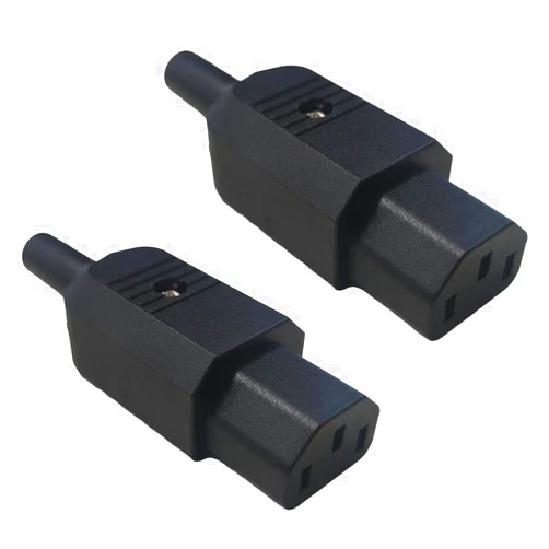 LANZMFG 15A 250V UL IEC C13 Cord Connector 2Pack (Straight Female Black)