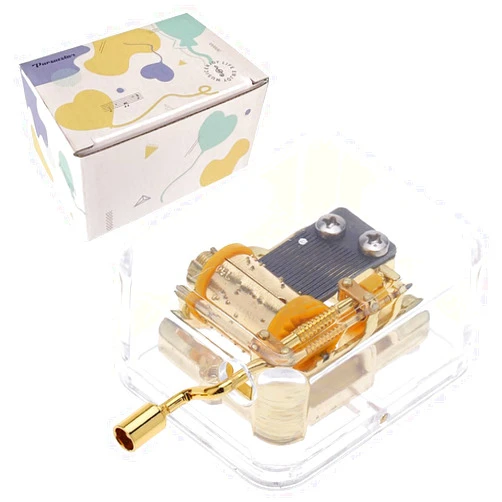 Pursuestar Castle in The Sky Music Box, Clear Gold Hand Crank Musical Box for Mom/Dad/Daughter/Son - Unique Best Gifts for Birthday Christmas Wedding Mother's Day