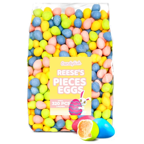 Candylish Reeces Pieces Peanut Butter Candy Eggs, 2 lb – Perfect for Easter Baskets, Egg Hunts, Spring Celebrations, Pastel Candy Mix, and Seasonal Gifts