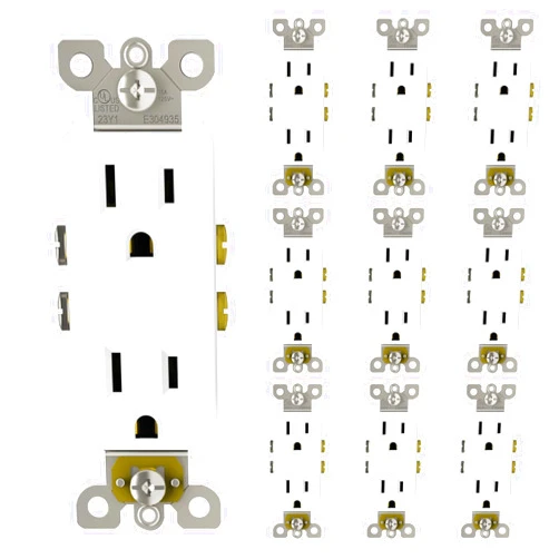 ThunderWay 15-Amp Decorator Receptacle Outlet (10 Pack) - Non-Tamper-Resistant, 125V/1875W, UL Listed, White
