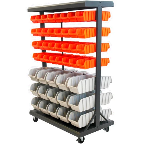 TRINITY EcoStorage 6-Tier Dual-Sided Rolling Bin Rack, 330 Pound Capacity, Includes 94 Organizer Bins, 19.75